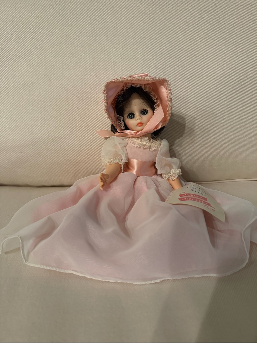 Madame Alexander Pink Satin and Sheer Bonnet Dress for Girls